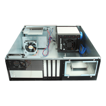 D-340HB-DT-SILVER, Silver HDD Handle, 1x Slim 5.25", 3x 3.5", 4x 3.5" Hotswap Bays, No PSU, ATX, Black/Silver, 3U Chassis