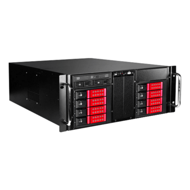 D410-DE8RD-225T, Red HDD Handle, 1x Slim 5.25&quot;, 8x 3.5&quot;, 2x 2.5&quot; Hotswap, E-ATX, Black/Red, 4U Chassis