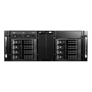 D410-DE8BK-225T, Black HDD Handle, 1x Slim 5.25", 8x 3.5", 2x 2.5" Hotswap, E-ATX, Black, 4U Chassis