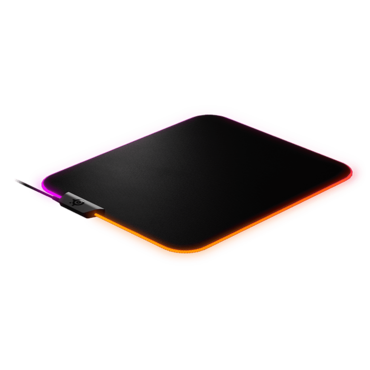 QcK Prism Cloth (Medium), RGB LED, Micro-woven cloth, Silicon Rubber base, Black, Gaming Mouse Mat