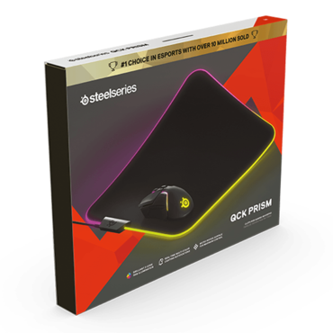 QcK Prism Cloth (Medium), RGB LED, Micro-woven cloth, Silicon Rubber base, Black, Gaming Mouse Mat