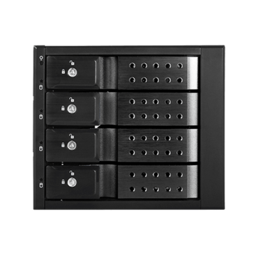BPN-DE340MS, Black Handle, Trayless 3x 5.25" to 4x 3.5", 12Gb/s HDD/SSD SFF-8643, Hot-swap Rack