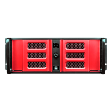 D Storm D406SE-B6RD-RD, Red HDD Handle and Bezel, 2x 5.25&quot;, 4x 3.5&quot; Drive Bays, 6x 3.5&quot; Hotswap Bays, No PSU, ATX, Black/Red, 4U Chassis