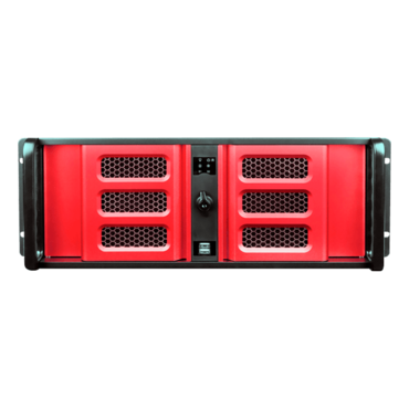 D Storm D406SE-B6RD-RD, Red HDD Handle and Bezel, 2x 5.25", 4x 3.5" Drive Bays, 6x 3.5" Hotswap Bays, No PSU, ATX, Black/Red, 4U Chassis