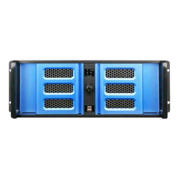 D Storm D-407SE-BL-TS859, Blue Bezel, w/ 8&quot; Touch Screen LCD, 3x 5.25&quot;, 1x 3.5&quot; Drive Bays, No PSU, ATX, Black/Blue, 4U Chassis