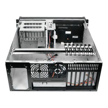 D Storm D-407SE-RD-TS859, Red Bezel, w/ 8" Touch Screen LCD, 3x 5.25", 1x 3.5" Drive Bays, No PSU, ATX, Black/Red, 4U Chassis