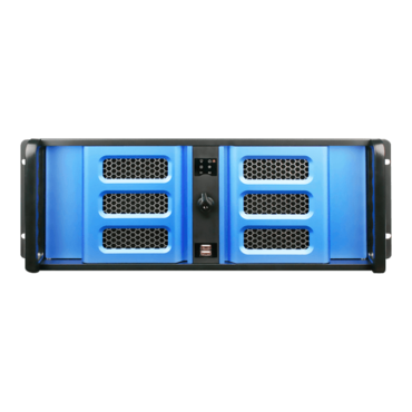 D Storm D-407LSE-BL-TS859, Blue Bezel, w/ 8&quot; Touch Screen LCD, 3x 5.25&quot;, 1x 3.5&quot; Drive Bays, No PSU, E-ATX, Black/Blue, 4U Chassis