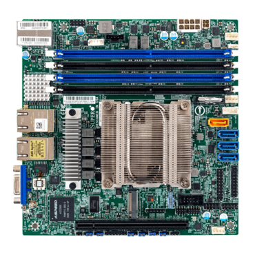 M11SDV-8C+-LN4F, AMD EPYC™ 3251 SoC Processor, DDR4-2666 128GB RDIMM / 4, SATA DOM, VGA, M.2, GbLAN / 4, Mini-ITX Retail