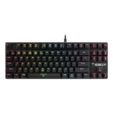 HERMES M3, RGB LED, Brown Switches, Wired USB, Black, Low Profile Mechanical Gaming Keyboard