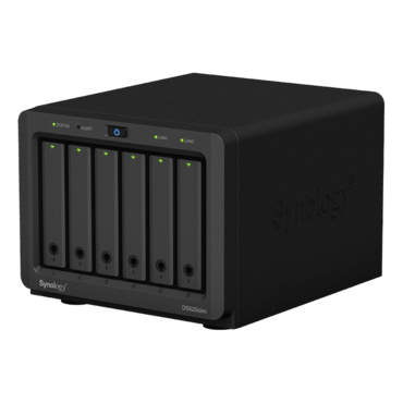 DS620slim 6-bay NAS Server, Intel® Celeron® J3355 2-core 2.5 GHz, 6GB DDR3 RAM (2GB pre-installed), SATA 6Gb/s, GbLAN / 2, USB 2.0 / 2, 65W PSU