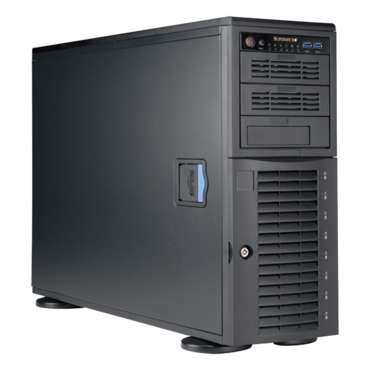 SuperWorkstation 5049A-T, 4U Tower, Intel® C621, 8x 3.5&quot; SAS/SATA Hotswap, 4x M.2 NVMe, 12x DDR4, 1x 10GBase-T and 1x 1GbE LAN ports, 1200W PSU
