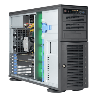 SuperWorkstation 5049A-T, 4U Tower, Intel® C621, 8x 3.5&quot; SAS/SATA Hotswap, 4x M.2 NVMe, 12x DDR4, 1x 10GBase-T and 1x 1GbE LAN ports, 1200W PSU