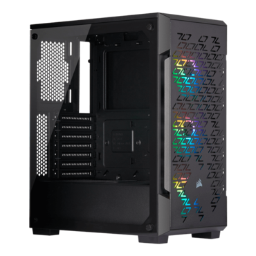 iCUE 220T RGB Airflow, Tempered Glass, No PSU, ATX, Black, Mid Tower Case