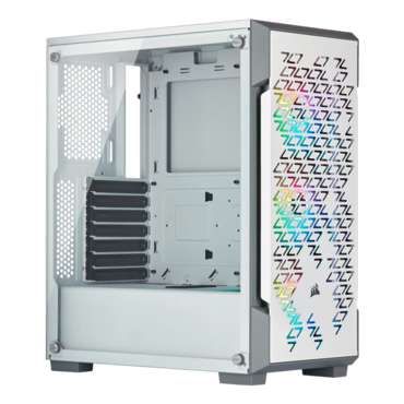 iCUE 220T RGB Airflow, Tempered Glass, No PSU, ATX, White, Mid Tower Case
