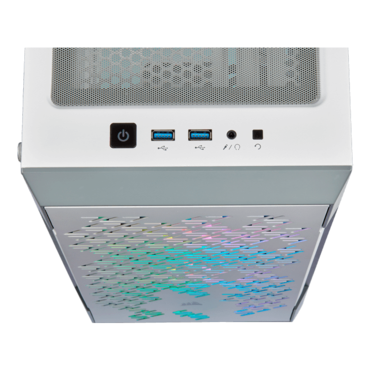 iCUE 220T RGB Airflow, Tempered Glass, No PSU, ATX, White, Mid Tower Case