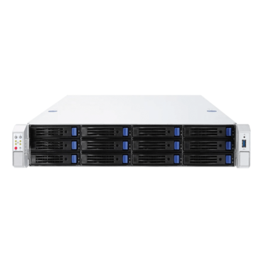 IW-RS212-02M-CR550.H, 12x 3.5"/2.5" External Bays, 2x 2.5" Internal Bays, 550W Rdt PSU, EEB, Black/Grey, 2U Chassis - TAA Compliant