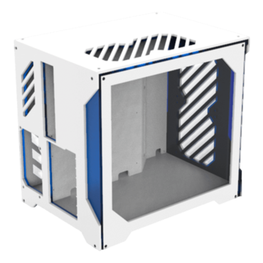MCL1.0, Acrylic Side Panel, No PSU, ATX, Matte White/Frosted Blue, Mid Tower Case