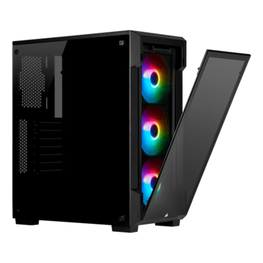 iCUE 220T RGB, Tempered Glass, No PSU, ATX, Black, Mid Tower Case