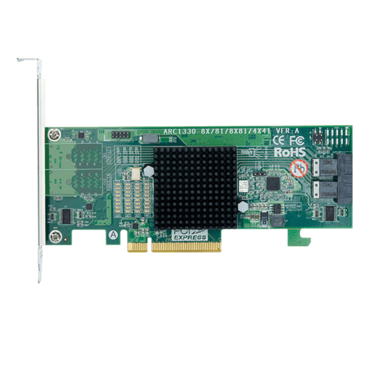 ARC-1330-8I, SAS 12Gb/s, 8-Port, PCIe 3.0 x8, Host Bus Adapter, Includes 2x Internal MiniSAS HD (SFF-8643) to SFF-8644 Cable