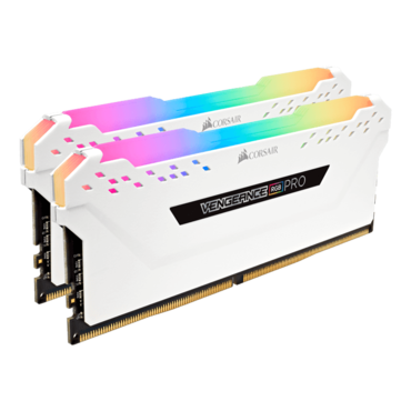 32GB Kit (2 x 16GB) VENGEANCE® RGB Pro DDR4 2666MHz, CL16, White, RGB LED, DIMM Memory