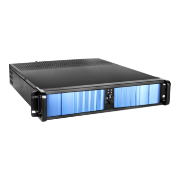 D Storm D-200SEA-BL-RAIL24, Blue Bezel, 2x 5.25", 2x 3.5" Drive Bays, w/ 20" Sliding Rail Kit, No PSU, ATX, Black, 2U Chassis
