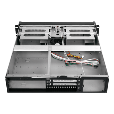 D Storm D-200SEA-RD-RAIL24, Red Bezel, 2x 5.25", 2x 3.5" Drive Bays, w/ 20" Sliding Rail Kit, No PSU, ATX, Black, 2U Chassis