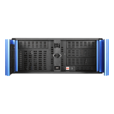 D Storm D-400SEA-BL-RAIL24, Blue Bezel, 4x 5.25", 3x 3.5" Drive Bays, w/ 20" Sliding Rail Kit, No PSU, ATX, Black, 4U Chassis
