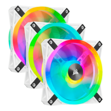 iCUE QL120 RGB 3 x 120mm, White, w/ Controller, RGB LEDs, 1500 RPM, 41.8 CFM, 26 dBA, Cooling Fans