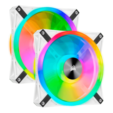 iCUE QL140 RGB 2 x 140mm, White, w/ Controller, RGB LEDs, 1250 RPM, 50.2 CFM, 26 dBA, Cooling Fans