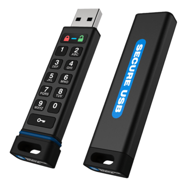 SecureUSB® KP, 8GB, USB 3.1, Black, Hardware Encrypted Flash Drive