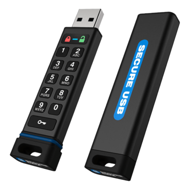 SecureUSB® KP, 8GB, USB 3.1, Black, Hardware Encrypted Flash Drive