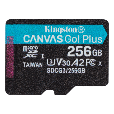 256GB Canvas Go Plus, Class 10, UHS-I, U3, V30, A2, microSD Memory Card
