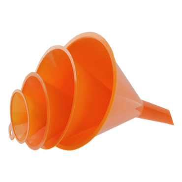 RAM-PRO 4-Piece All Purpose Wide-Mouth Bright Orange Plastic Funnel Set for Quick and Clean Transferring Liquids, Dry Goods, Between Pitchers, Bottles, Cans and Containers