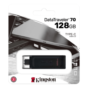 DataTraveler 70, 128GB, USB Type-C 3.2 Gen 1, Black, Flash Drive