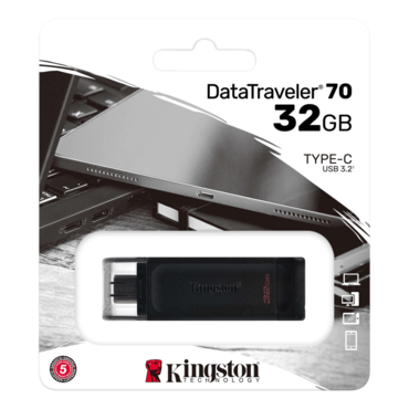 DataTraveler 70, 32GB, USB Type-C 3.2 Gen 1, Black, Flash Drive