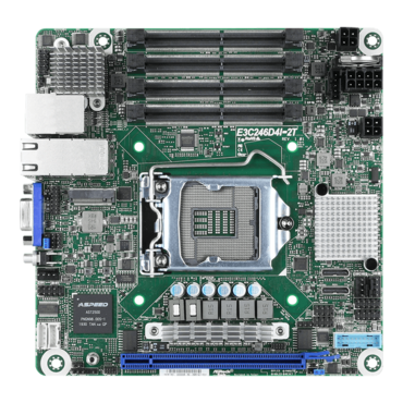 E3C246D4I-2T, Intel® C246, LGA 1151, DDR4-2666 128GB SO-DIMM/ 4, VGA, M.2, 10GbLAN / 2, Mini-ITX Motherboard