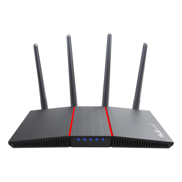 RT-AX55, IEEE 802.11ax, Dual-Band 2.4 / 5GHz, 574 / 1201 Mbps, 4xRJ45, Black Wireless Router