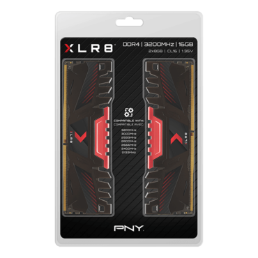 16GB Kit (2 x 8GB) XLR8 DDR4 3200MHz, CL16, Black-Red, DIMM Memory