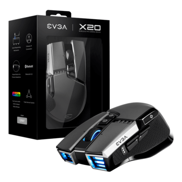 X20, 3 RGB Zones, 16000-dpi, Wireless/Wired, Grey, Optical Gaming Mouse