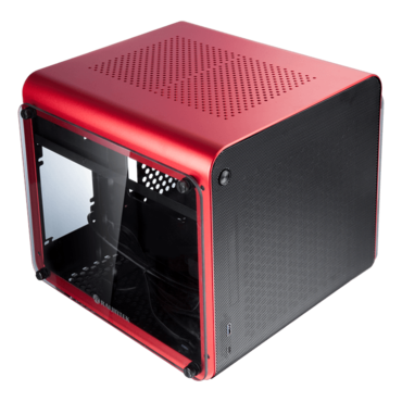 METIS EVO TGS, Tempered Glass, No PSU, Mini-ITX, Red, Mini Cube Case
