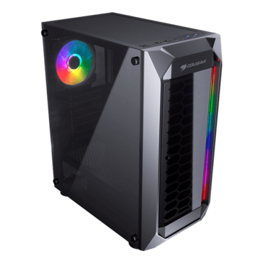 MX410 Acrylic Side Panel, No PSU, ATX, Black, Mid Tower Case