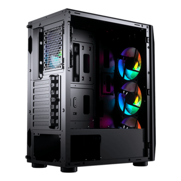 MX410 Mesh-G RGB Tempered Glass, No PSU, ATX, Black, Mid Tower Case