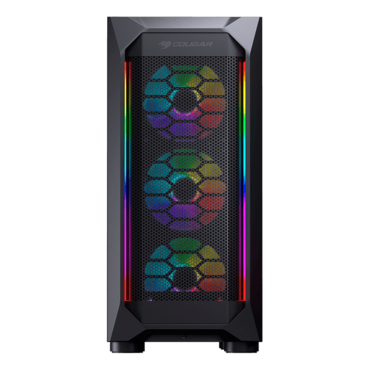 MX410 Mesh-G RGB Tempered Glass, No PSU, ATX, Black, Mid Tower Case