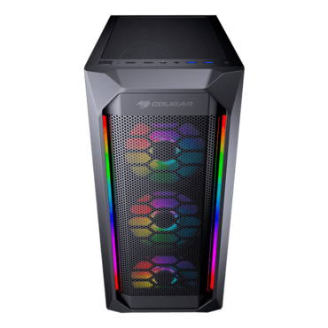 MX410 Mesh-G RGB Tempered Glass, No PSU, ATX, Black, Mid Tower Case