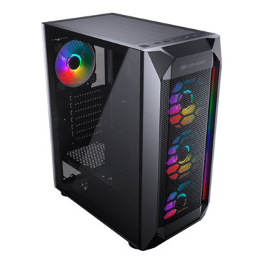 MX410 Mesh-G RGB Tempered Glass, No PSU, ATX, Black, Mid Tower Case