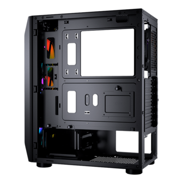 MX410 Mesh-G RGB Tempered Glass, No PSU, ATX, Black, Mid Tower Case
