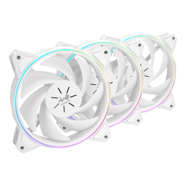 Sirius Pure ASP120 3 x 120mm, White, w/ Controller, ARGB LEDs, 1800 RPM, 50 CFM, 27 dBA, Cooling Fans