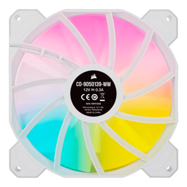 iCUE SP140 RGB ELITE Performance 140mm, White, RGB LEDs, 1200 RPM, 68.11 CFM, 26.8 dBA, Cooling Fan