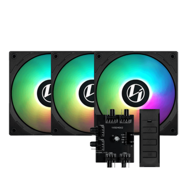 ST120 RGB Black, 3 x 120mm, w/ PWM Fan Hub & RGB Controller, 1900 RPM, 69.17 CFM, 32 dBA, Cooling Fans