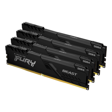 128GB (4 x 32GB) FURY Beast DDR4 2666MHz, CL16, Black, DIMM Memory